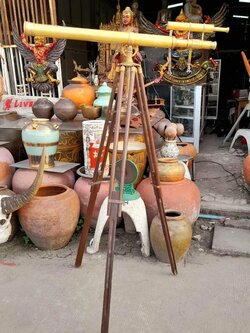 กล้องส่องทางไกลทองเหลืองโบราณ กล้องส่องทางไกลวินเทจทองเหลือง พร้อมขาตั้ง