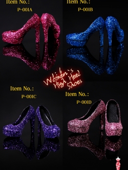 Mini Times toys P-001 Sequined gold silk crystal high heels