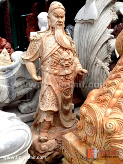 กวนอูแกะสลัก หินหยกน้ำผึ้ง ขนาด1.50 ม