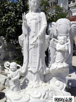 เจ้าแม่กวนอิมประทานพรและลูกศิษย์ เหยียบเมฆ สูง 2.5 เมตร