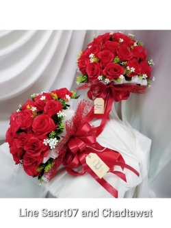 ช่อดอกกุหลาบแห้ง สีแดง