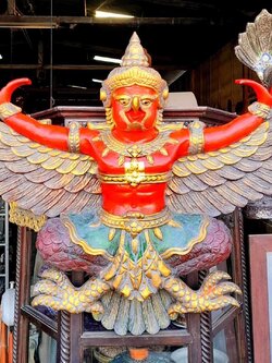 พญาครุฑไม้สัก ครุฑไม้แกะสลัก ขนาด110ซม