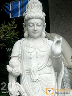 เจ้าแม่กวนอิมยืน ธิเบต หินหยกขาว ขนาดสูง 2 เมตร