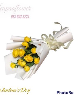 ช่อดอกไม้ประดิษฐ์ กุหลาบสีเหลือง ดอกไม้เกรดเอ