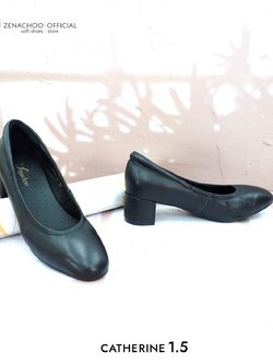ทรงปกติ เปลี่ยนไซส์ได้-ไม่รับคืน รุ่นขายดี Zenachoo Catherine1.5 สูง 4.5 เซน รองเท้าหนังแกะแท้ หัวตัดใส่สบาย