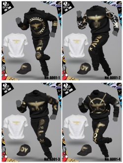 TIDE-ZONE A001-3,4 Street Fashion Black Outfits