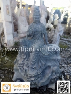 กวนอิมปางเสวยสุขสั่งผลิตหินเขียว สูง150เซนติเมตร