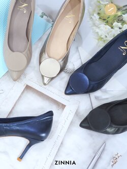 ทรงปกติ เปลี่ยนไซส์ได้-ไม่รับคืน Zenachoo รุ่น Zinnia สูง 3 นิ้ว รองเท้าหนังแกะแท้ หน้ากว้างไม่บีบเท้า หนังนิ่มมาก