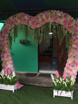 ซุ้มหัวใจ ดอกไม้แห้ง ธีมสีชมพู