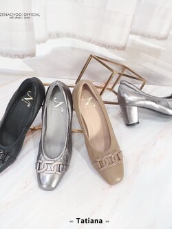 ทรงปกติ เปลี่ยนไซส์ได้-ไม่รับคืน Zenachoo รุ่น Tatiana สูง2นิ้ว หนังแกะแท้ ทรงสวยมาก