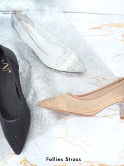 ทรงใหญ่ลด 1 ไซส์ เปลี่ยนไซส์ได้ ไม่รับคืน ทรงสวยสุดหรู Zenachoo Follies ซับหนังแกะแท้ สูง 2 นิ้วใส่สบาย