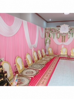 พิธีสงฆ์ ฉากพระ อาสนะ โต๊ะบูชา