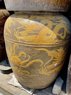 โอ่งมังกรสองชั้น โอ่งเซี่ยงไฮ้ โอ่งมังกร โอ่งจีนโบราณ ใบใหญ่