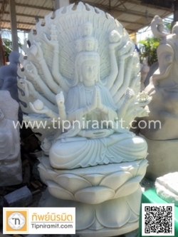 เจ้าแม่กวนอิมพันมือหินหยกขาว แกะสลักสูง 2.95 เมตร