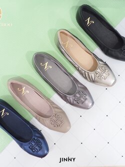 ทรงปกติ เปลี่ยนไซส์ได้-ไม่รับคืน Zenachoo สูง 1.3 นิ้ว รุ่น Jinny รองเท้าหนังแกะ มีหลายสีให้เลือก