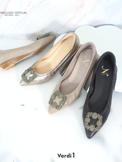 ทรงปกติ เปลี่ยนไซส์ได้-ไม่รับคืน Zenachoo รุ่น Verdi1 สูง 1นิ้ว รองเท้าหนังแกะแท้ หนังนิ่ม พื้นนุ่ม