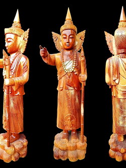เทพทันใจ ไม้สัก แกะสลัก เทวรูปเทพทันใจ ศิลปะพม่า