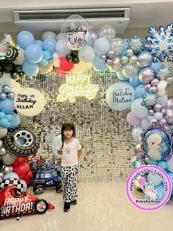 แบรคดรอป sequin wall ตรีมเอลซ่าและรถ