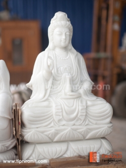 เจ้าแม่กวนอิมหิน นั่งบนฐานดอกบัว 60 เซนติเมตร