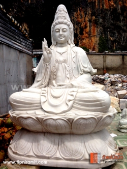 เจ้าแม่กวนอิมหินหยก ปางประทานพรนั่งดอกบัว สูง 2.80 เมตร