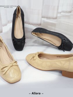 ทรงปกติ เปลี่ยนไซส์ได้ ไม่รับคืน Zenachoo รุ่น Allora หนังแกะนิ่ม สูง1.5 นิ้ว