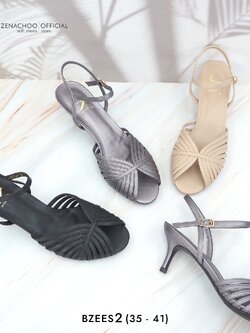 ทรงปกติ เปลี่ยนไซส์ได้-ไม่รับคืน Zenachoo รุ่น Bzees2 Heelsสูง 2 นิ้ว รองเท้าหนังแกะแท้ หนังนิ่ม พื้นนุ่ม