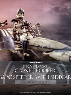 Hot Toys TMS077 1/6 Star Wars: The Clone Wars™ - Heavy Weapons Clone Trooper™ and BARC Speeder™ with Sidecar™