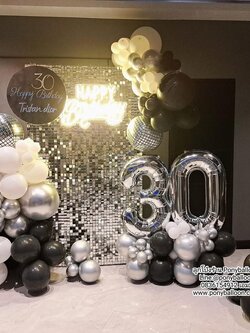 แบรคดรอปลูกโป่งตรีมขาวดำ