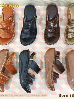 ทรงปกติ เปลี่ยนไซส์ได้ ไม่รับคืน Zenachoo รองเท้าสุขภาพ หนังแท้ทั้งคู่ รุ่น Born สูง 2 นิ้ว ปรับสายได้ รับประกันความนุ่มสบาย