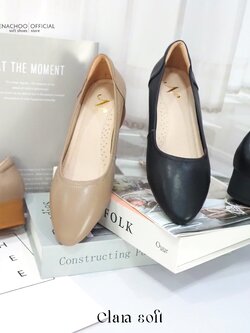 ทรงปกติ:เปลี่ยนไซส์ได้ ไม่รับคืน รุ่นขายดี Zenachoo Clara soft สูง 1.5 นิ้ว รองเท้าหนังแกะแท้ หัวแหลมหน้ากว้าง