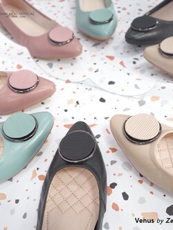 ทรงปกติ สินค้าลดราคา ไม่รับเปลี่ยน-คืน ทุกกรณึ Zenachoo รองเท้าหนังแกะแท้ รุ่น Venus ความสูง 1 นิ้ว