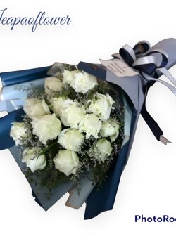 ช่อดอกกุหลาบสีขาว ดอกใหญ่ เกรด A