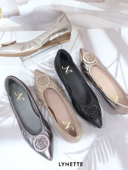 ทรงปกติ เปลี่ยนไซส์ได้-ไม่รับคืน Zenachoo รุ่นขายดี Lynette ส้นเตารีดสูง 1นิ้ว หัวแหลมใส่สบาย รองเท้าหนังแกะแท้