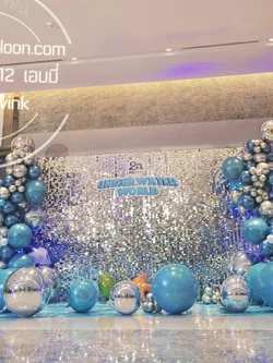 แบรคดรอปลูกโป่งฉากวิบวับ กว้าง 4.8เมตร สูง 2.4 เมตร Sequins wall backdrop