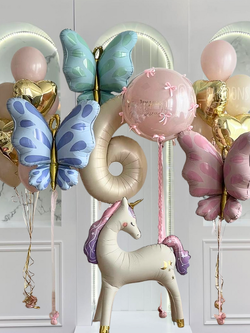 set ลูกโป่งลอยฮีเลี่ยมก๊าส ยูนิคอร์น พาสเทล
