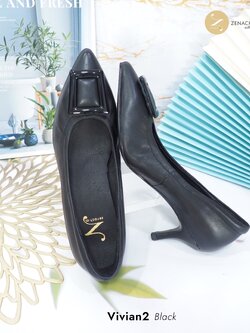 ทรงปกติ เปลี่ยนไซส์ได้ ไม่รับคืน Zenachoo รุ่น Vivian2 สูง 2 นิ้ว รองเท้าหนังแกะแท้ หน้ากว้างไม่บีบเท้า หนังนิ่มมาก