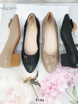 ทรงปกติ เปลี่ยนไซส์ได้-ไม่รับคืน Zenachoo รุ่น Fritz สูง 1.5 นิ้ว รองเท้าหนังแกะแท้ หนังนิ่ม พื้นนุ่ม