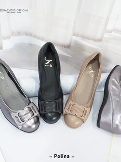 ทรงใหญ่ ลด 1 ไซส์ เปลี่ยนไซส์ได้-ไม่รับคืน Zenachoo รุ่น Polina สูง 2นิ้ว หนังแกะนิ่ม หน้ากว้างเดินสบายมาก