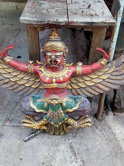 พญาครุฑไม้สัก ครุฑไม้สัก ขนาด1เมตร ครุฑไม้แกะสลัก