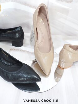 ทรงปกติ เปลี่ยนไซส์ได้-ไม่รับคืน Zenachoo รุ่นขายดี Vanessa Croc 1.5 สูง 1.5นิ้ว รองเท้าจระเข้ สวยหรู นิ่มสบาย