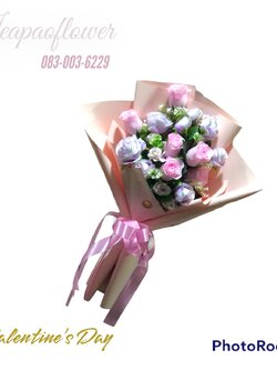 ช่อดอกไม้ประดิษฐ์ กุหลาบสีชมพูม่วง ดอกไม้เกรดเอ