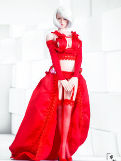 Manmodel MM018-B Two-dimensional sexy flower wedding suit (Red)