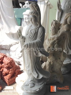 เจ้าแม่กวนอิมหินหยกขาว ปางยืนประทานพร ขนาด 1.5 เมตร