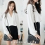 เสื้อแขนยาวคอวีสาบใหญ่ สีพื้น