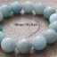 สร้อยข้อมือ อความารีน (Aquamarine) เกรด AAA ขนาด 10 มิล แต่งหัวลูกปัดดอกไม้สีฟ้า