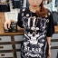 เสื้อยืดวง SLASH สกรีนลายกระโหลกไขว้ โทนขาวดำ ตอกตาไก่ สวยเท่ห์ ทรงOversize