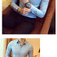 พร้อมส่ง เสื้อเซิ้ต สีฟ้า แขนยาว ทรงสลิมเข้ารูป เสื้อเซิ้ตผู้ชายแฟชั่น