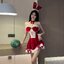 BUNNY08 ชุดบันนี่แบบเดรสผ้ากำมะหยี่สีแดงงานสวยพรีเมี่ยม