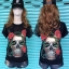 เสื้อยืดวินเทจหญิง สกรีนลายหัวกระโหลกประดับดอกกุหลาบสีแดง ลายสวยมากๆๆๆ แนะนำเลยค่ะ