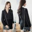 เสื้อแขนยาวคอวีสาบใหญ่ สีพื้น
